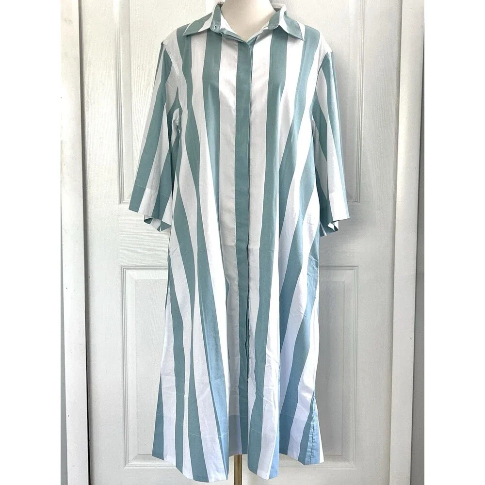 NWOT Atlantic Pacific x Lake Marnie Caftan Dress Beach Cover Shirt Dress sz M - Picture 2 of 5
